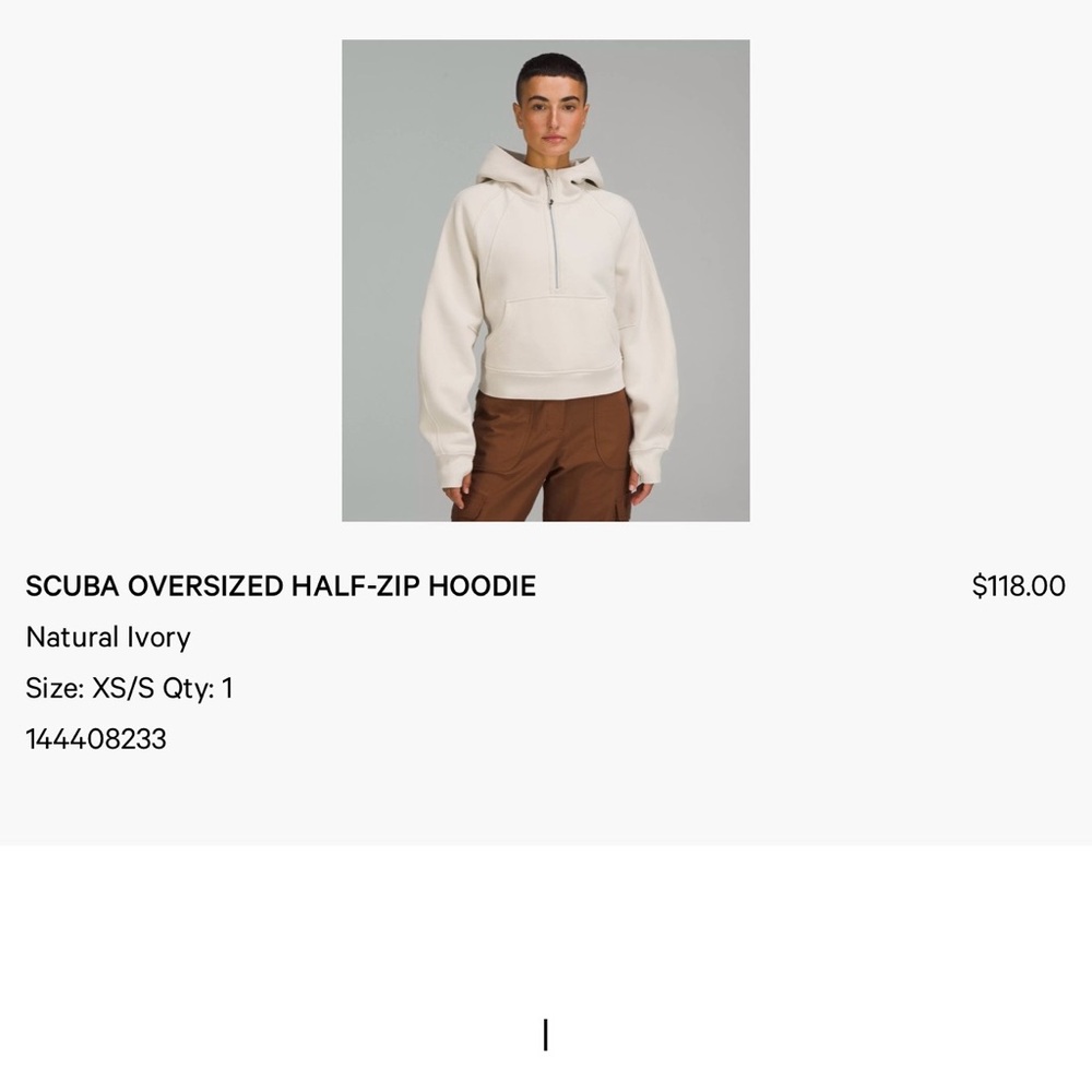 Scuba Oversized Half-Zip Hoodie - Natural Ivory XS/S